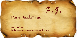 Puns György névjegykártya